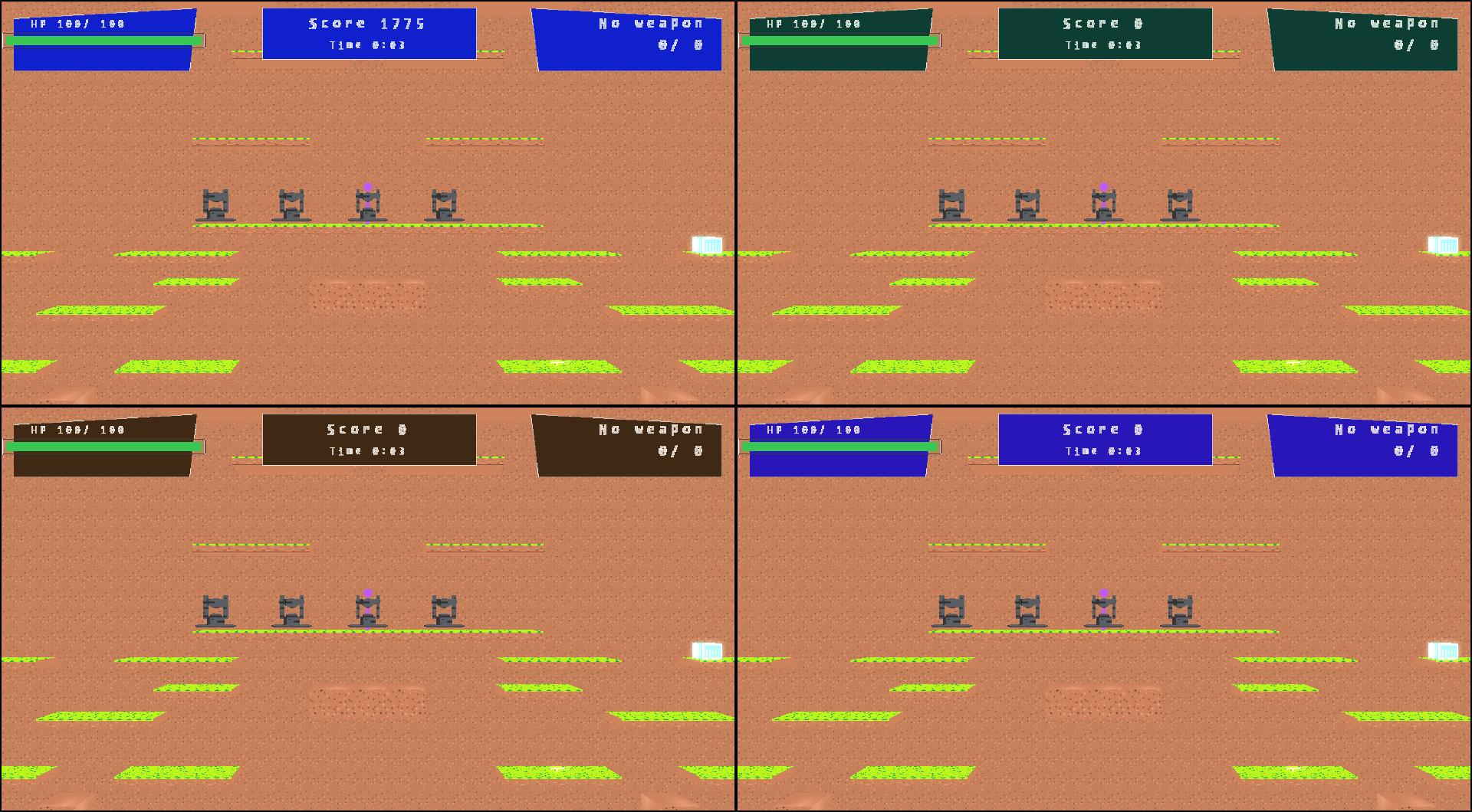 Four players in a mini-boss pit.